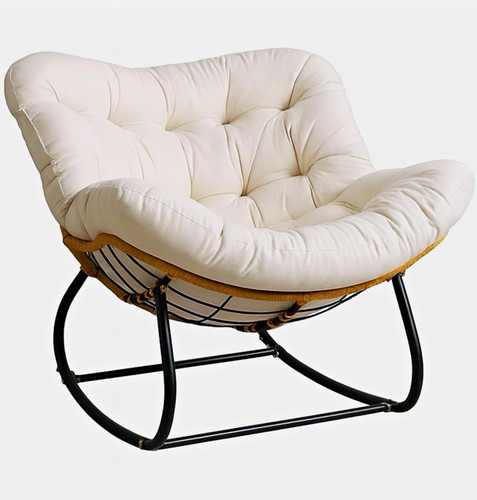 White padded rocking chair - white,